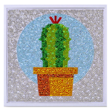 兒童DIY寶石十字繡畫布型套組, 仙人掌, 1個