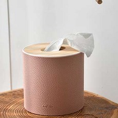 皮革原木捲筒面紙盒, 藕粉色