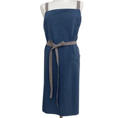 린넨 무지 작업 앞치마, 블루, 1개