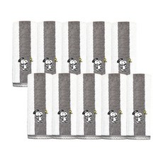 Songwol 松月 Snoopy 柔和條紋洗臉毛巾 170g 30支精梳棉, 灰色, 10個