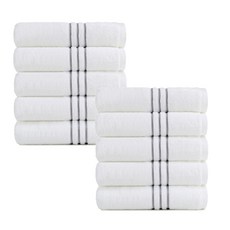 화이트 스트라이프 페이스타월 200g 40수 코마사, W실버그레이, 5개