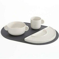 ERATO 韓國製 Bonito 早午餐 4件組 單人套餐, 象牙白, Bonito碗, Bonito馬克杯, Bonito盤, Bonito矽膠餐墊