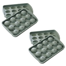 柔和色矽膠圓球製冰盒 12格 2入, 綠色