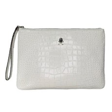 皮革骷髏限量漆皮高爾夫手拿包, 白色的, 1個