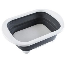 多功能折疊式砧板水槽籃, 白色 灰色