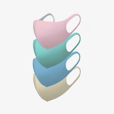 3D立體口罩4件組 2XS號, 粉色、薄荷色、淺藍色、米色, 1套