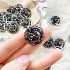 復古皮革繩鈕扣, 混合色, 1個