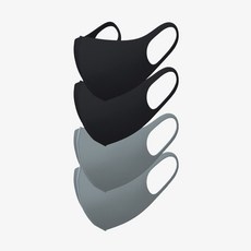3D冰絲涼感口罩 S號 2款 各2入, 1套, 黑色, 灰色