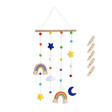 BEASOL 彩虹壁掛照片收納整理架 + 5個夾子, 橘色