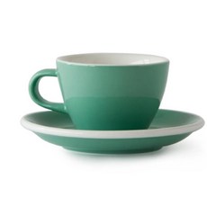 ACME 白色卡布奇諾杯 150ml+盤子, 新綠, 1套
