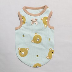 DOGGY STAR 狗狗服飾 泰迪熊家居服 無袖T恤, 天藍色