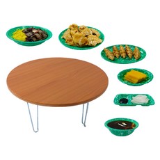 手藝奶奶櫻桃圓形多功能桌+炸醬碗 6件組, 櫻桃紅