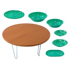 手藝奶奶櫻桃圓形多功能桌+小吃碗 6件組 櫻桃, 櫻桃（上）