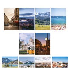 Ourverymoment 感性歐洲旅行明信片10款套組, 混合顏色, 1套