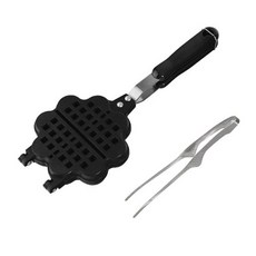 單柄愛心造型不沾鬆餅烤盤+夾子, 鬆餅盤(14*15.5cm)+夾子(5*24cm), 1組