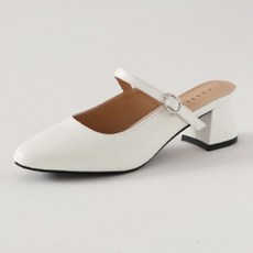 CHAAKAN SHOES 女款Orsay中跟繫帶穆勒鞋 MLLTS1d086, 白色, 235
