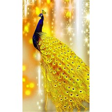 Smar Taap IOT 實木框 DIY 鑽石畫套組 40 x 30 cm, 黃金孔雀 GD10, 1套