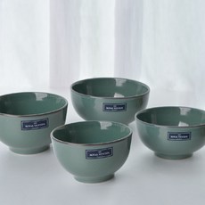 ROYAL VENTON 2人份陶瓷碗組, 復古綠, 飯碗 2入+大碗 2入