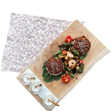 MERRY EDEN 棉質楊柳紗布廚房巾 抹布 L 55g, 紫色花朵, 1個