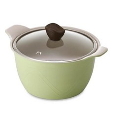 PNPOONGNYUN Fosya IH感應雙耳陶瓷塗層湯鍋+鍋蓋, 28厘米, 奶油甜瓜