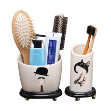 다용도 욕실 수납통 칫솔꽂이 세트 YT RA709, 신사숙녀, 1개