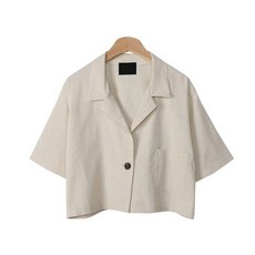 린다샵 여성용 푸호스 원버튼 린넨 반팔 자켓 JK3311K14
