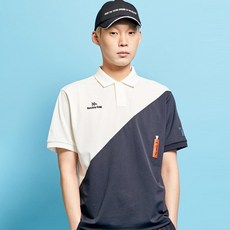 더블플래그 깃발모티브 사선절개 피케 카라티셔츠 HXTS1B015CR
