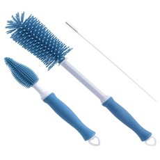 矽膠奶瓶刷3件組, 藍色, 1組