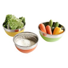 KITCHEN FLOWER 矽膠底不鏽鋼攪拌盆 3入組, 混色