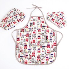 Coney Island 孩童圖案印花防水圍裙+袖套+頭巾