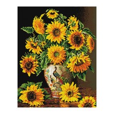 iLovePainting DIY 鑽石畫套組 40 x 50 cm, 孔雀 花瓶 向日葵, 1套