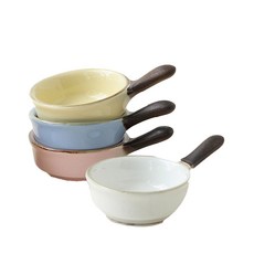 重點把手醬料碟4件組, 拿鐵黃,可愛粉,復古天藍,奶油白, 1套