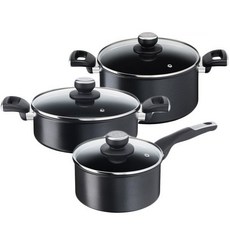 Tefal 法國特福 電磁爐適用Unimited系列鈦塗層鍋具 3入組, 單柄湯鍋18cm(附玻璃鍋蓋)+雙耳湯鍋24cm(附玻璃鍋蓋)+雙耳淺湯鍋24cm(附玻璃鍋蓋), 單色