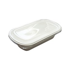 橢圓形紙漿1格容器 + 透明蓋組, 50套