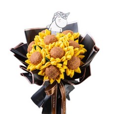 DIY 부직포 해바라기 꽃다발 9송이, 1세트, 블랙