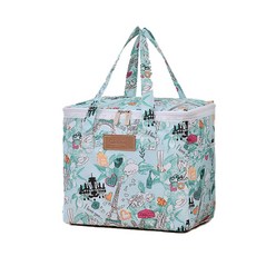 方形線條保冷袋, 薄荷綠