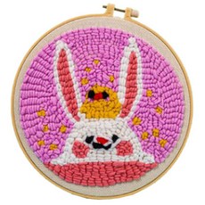 DIY 양모 자수 초보자용 21cm, 1세트, 토끼