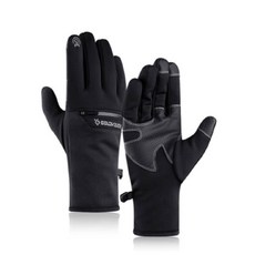 多功能智慧型手機觸控防寒內層手套 D款 收納拉鍊型, 黑色