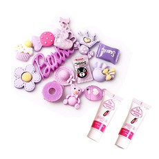 紫色塑料裝飾件 30p 隨機出貨+奶油裝飾表達劑 2p 套組