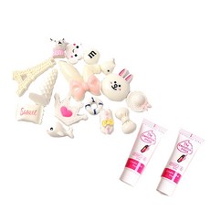 白色塑料裝飾零件 30p 隨機出貨+奶油裝飾表達劑 2p 套組