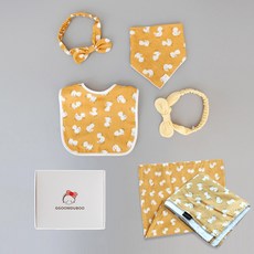 ggoom duboo 紗毯圍兜禮品套組, 鴨子(黃色)
