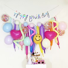 可愛粉彩微笑魔術氣球拉旗43入組, 隨機出貨(魔術氣球), 1套