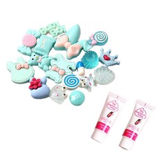 薄荷塑料裝飾零件 30p 隨機出貨+奶油裝飾表達劑 2p 套組