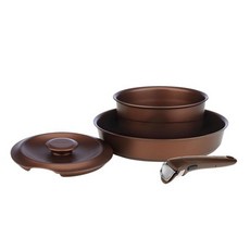 Tefal 特福 鈦塗層鑄造電磁爐平底鍋+湯鍋+把手組, 混色, 平底鍋26cm+單柄鍋18cm+鍋蓋18cm+魔術把手