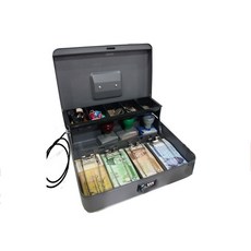 密碼式2層鋼纜迷你保險箱 CASH-300(P), 1個, 金屬黑
