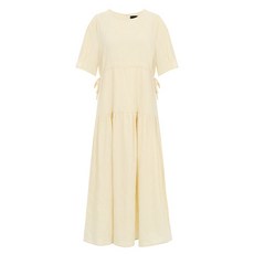 비엔엑스 여성용 통기성 플라워 자수 패턴 허리 스트링 캉캉 주름 A라인 롱 맥시 원피스