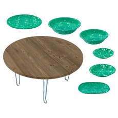 手藝奶奶復古圓形多功能托盤+麵食餐具6件組, 古董