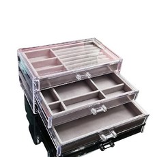 透明抽屜式珠寶收納盒 灰色 YT_RA1067, 1個