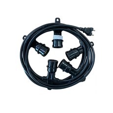 DOOYOUNG 露營燈線 5燈座 黑色 220V 6m, 1個