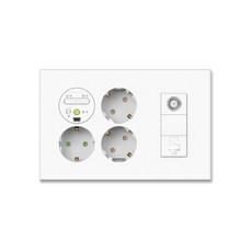 Wonha Ti1配線器通信插座 大型3孔+CATV 1房+RJ45 1孔, 1個